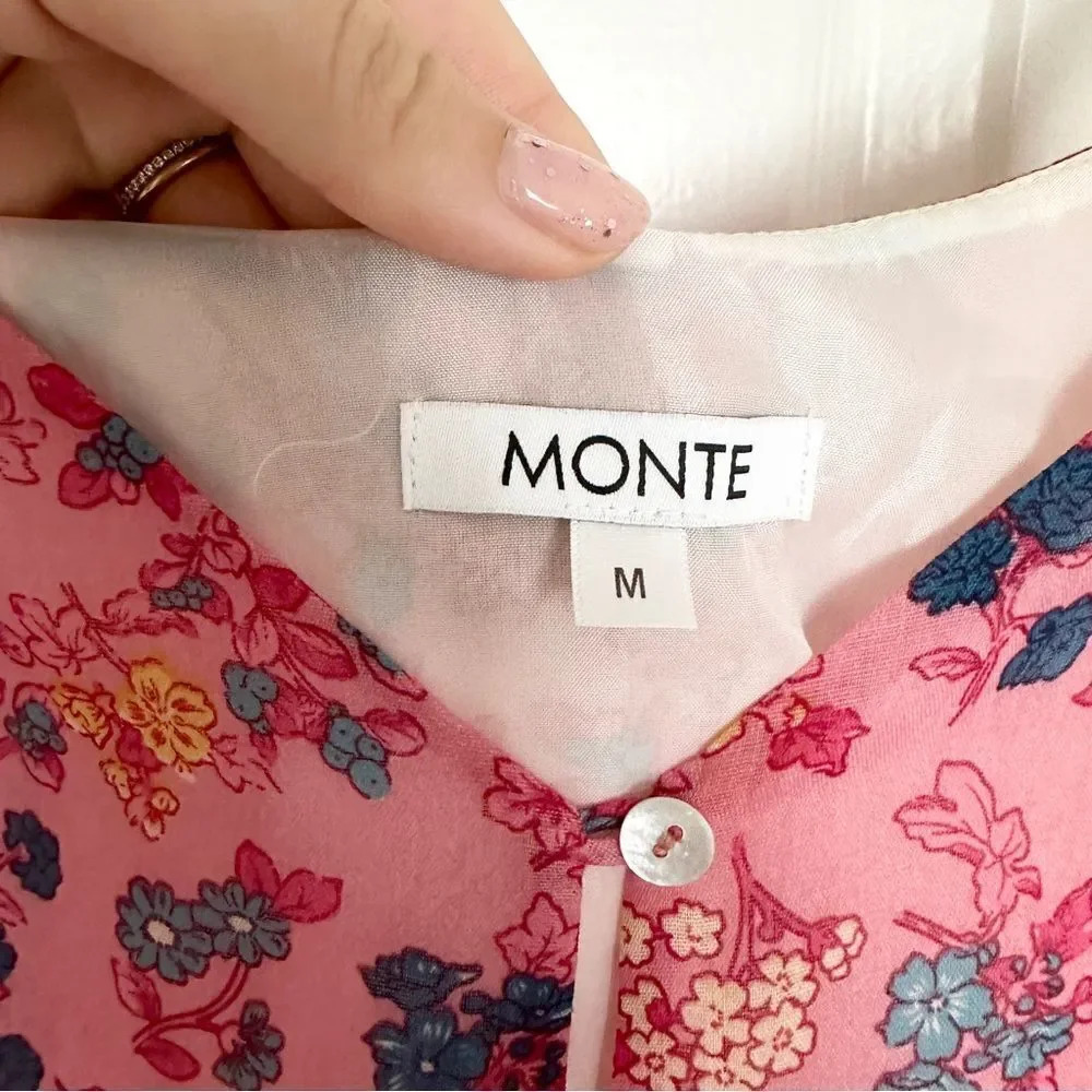 Monte the Label Wide Leg Pink Floral Keyhole Jumpsuit - Picture 5 of 11